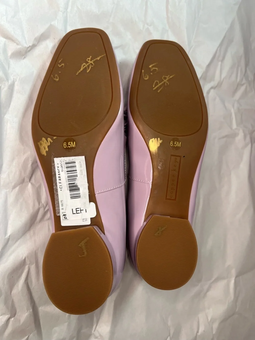 Copper Key Frolic Patent Double Bow Marry Jane Lavender Flats in Size 6.5M